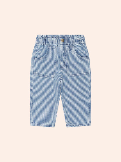 VINTAGE BOW PAPERBAG DENIM PANT - BLUE STRIPE
