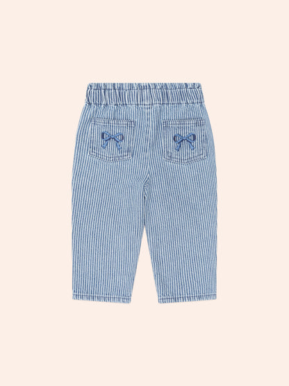 VINTAGE BOW PAPERBAG DENIM PANT - BLUE STRIPE