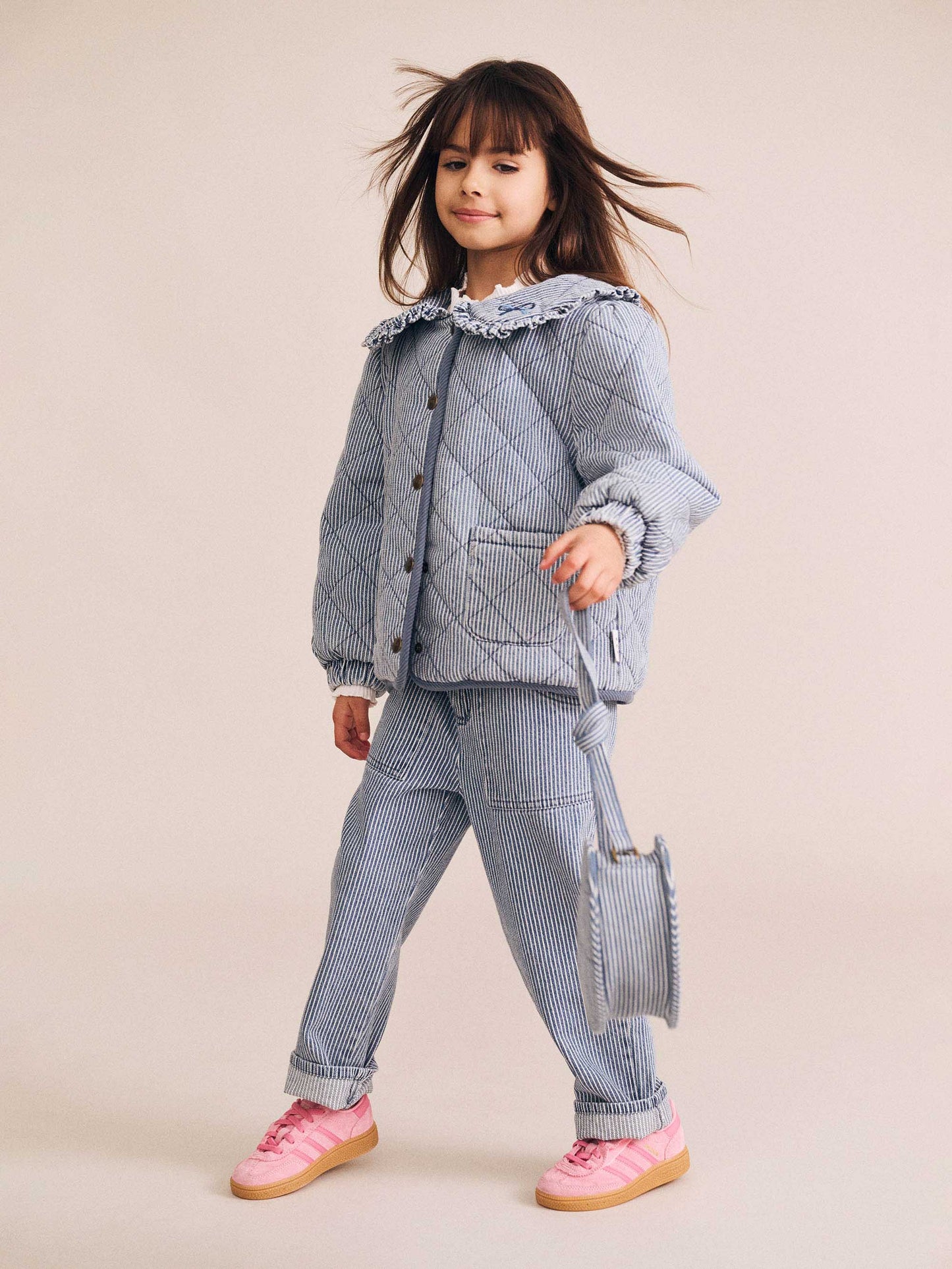 VINTAGE BOW PAPERBAG DENIM PANT - BLUE STRIPE