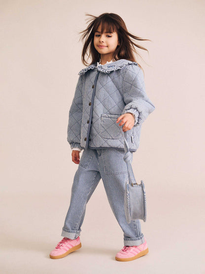 VINTAGE BOW PAPERBAG DENIM PANT - BLUE STRIPE