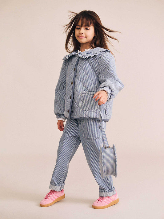 VINTAGE BOW PAPERBAG DENIM PANT - BLUE STRIPE