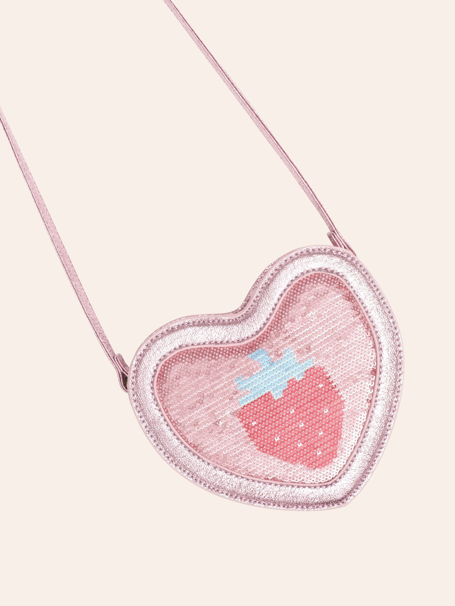 STRAWBERRY SEQUIN HEART BAG
