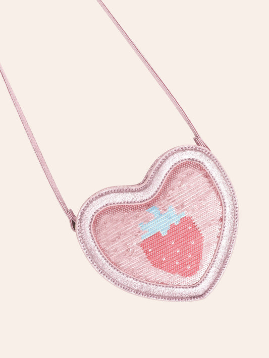 STRAWBERRY SEQUIN HEART BAG