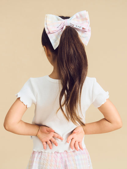 RAINBOW CHECK HAIR BOW