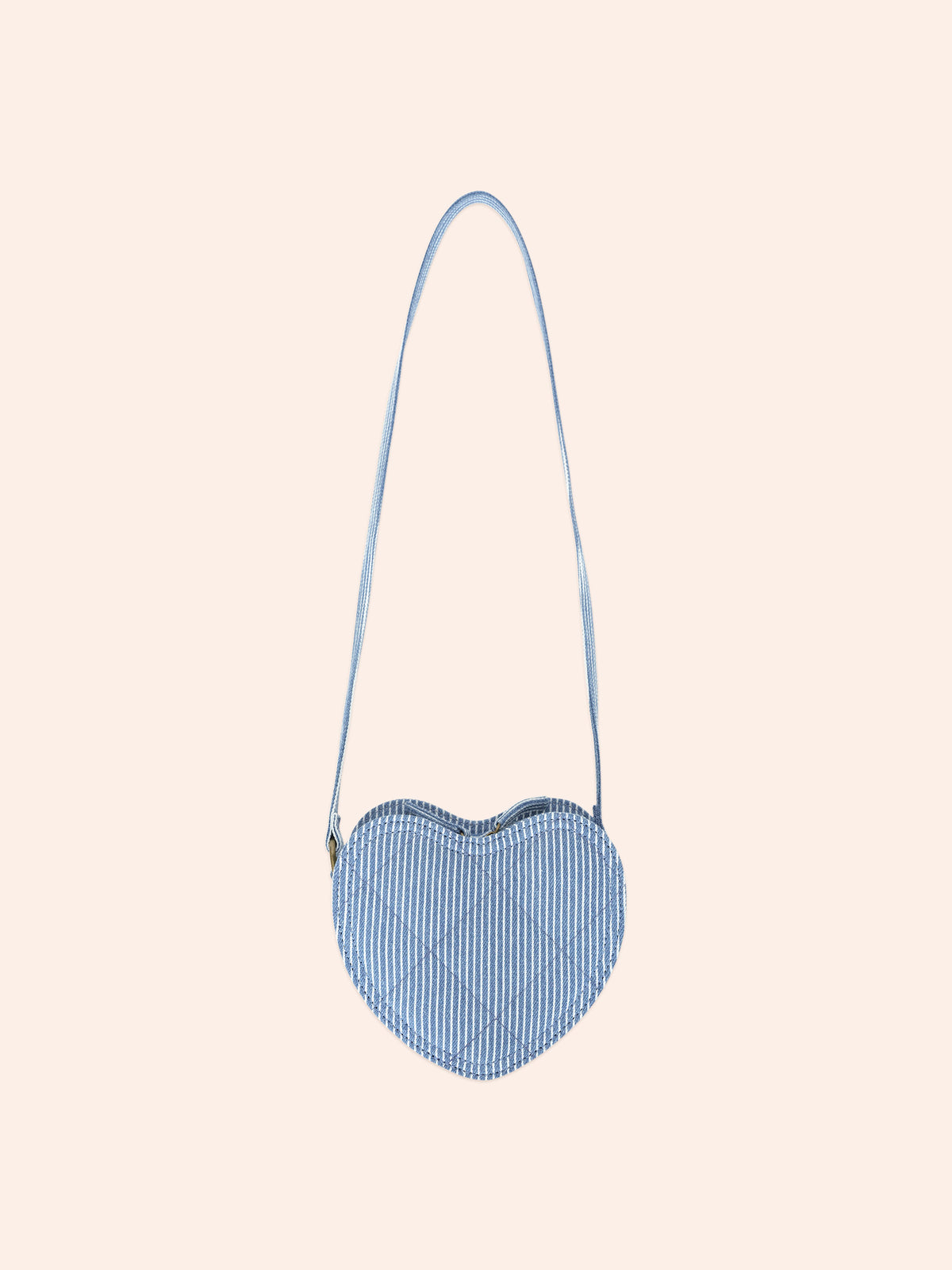 STRIPE DENIM BOW HEART HANDBAG - DENIM BLUE