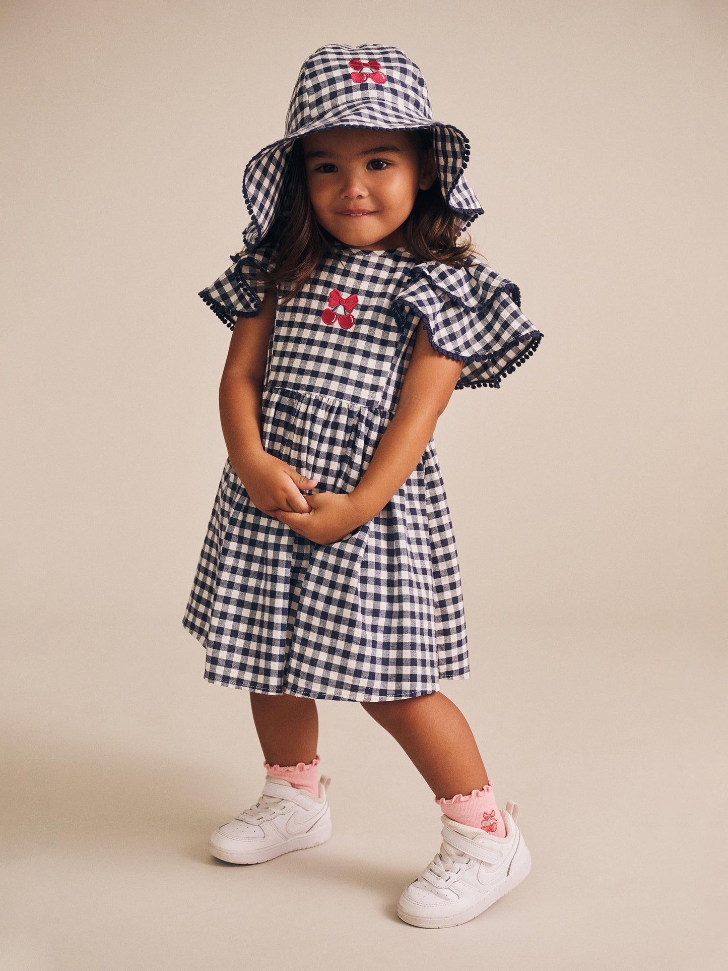 CHERRY PIE FRILL CHECK DRESS