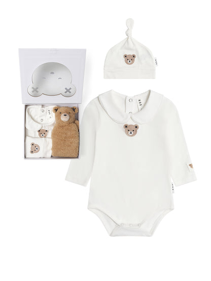 BABY'S FIRST GIFT SET - ROMPER, HAT & COMFORTER