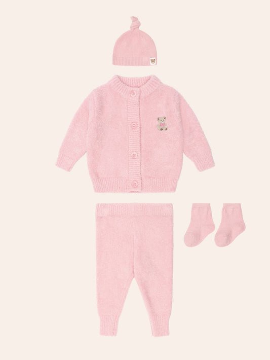 MY FIRST HUX APRICOT 4PC BOUCLE NEWBORN SET