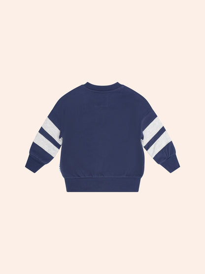 HUX FLOCKED SPLICED SWEATSHIRT - NAVY