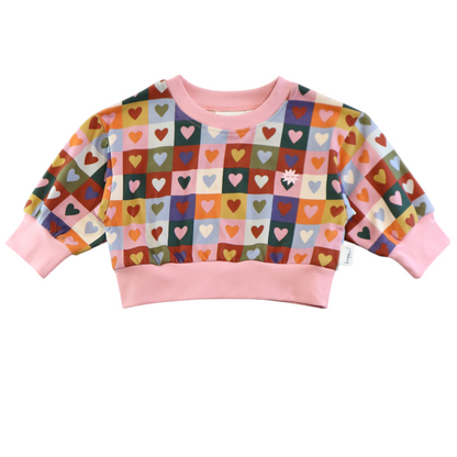 HEART CHECKERBOARD OVERSIZED JUMPER