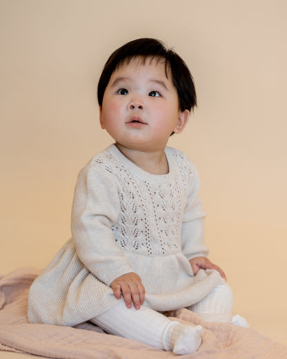 WILD GARDEN KNITTED OVERLAY BODYSUIT - OAT MARL
