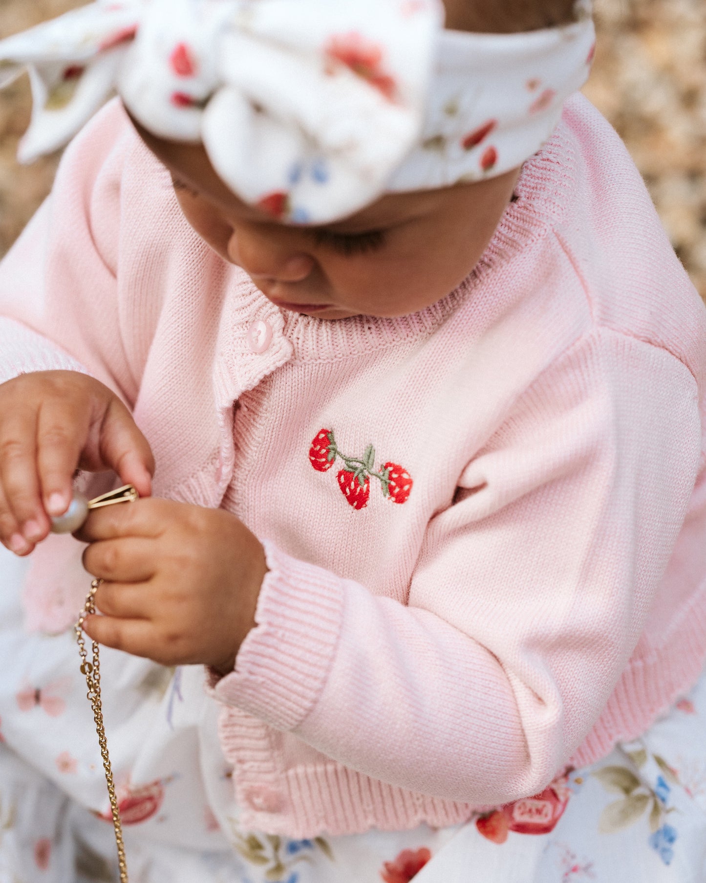 POPPY ORGANIC CARDIGAN - PINK ICING