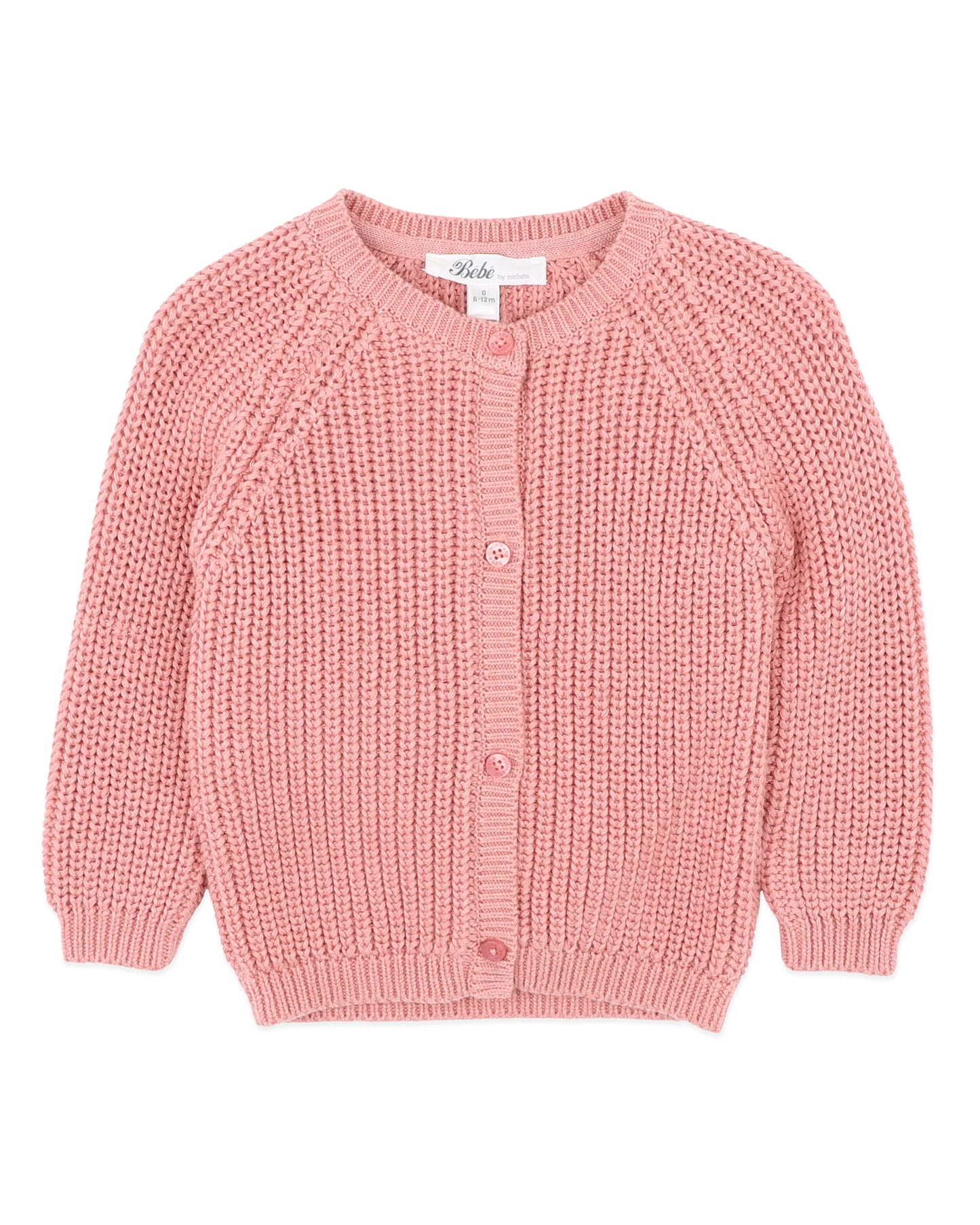 GEMMA ORGANIC CHUNKY RIB CARDIGAN -DUSKY ROSE