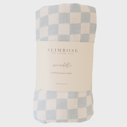 MUSLIN SWADDLE - BLUE CHECK
