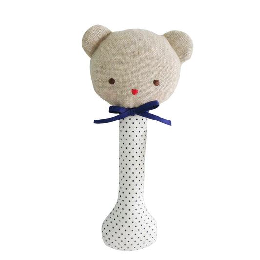 BABY BEAR STICK RATTLE - NAVY SPOT