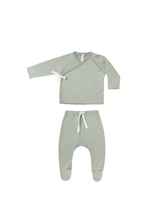 WRAP TOP + FOOTED PANT - SAGE