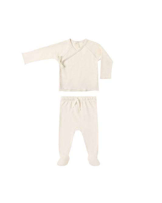 WRAP TOP & FOOTED PANT SET - NATURAL