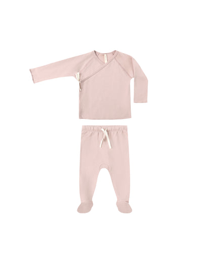 WRAP TOP & FOOTED PANT SET - ROSE