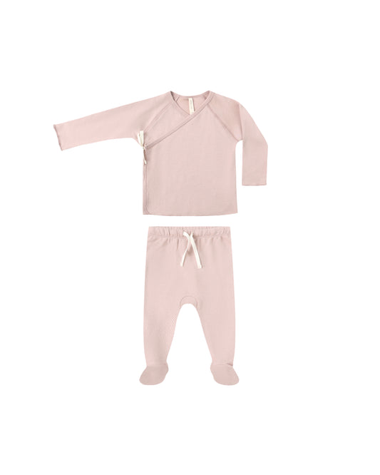 WRAP TOP & FOOTED PANT SET - ROSE