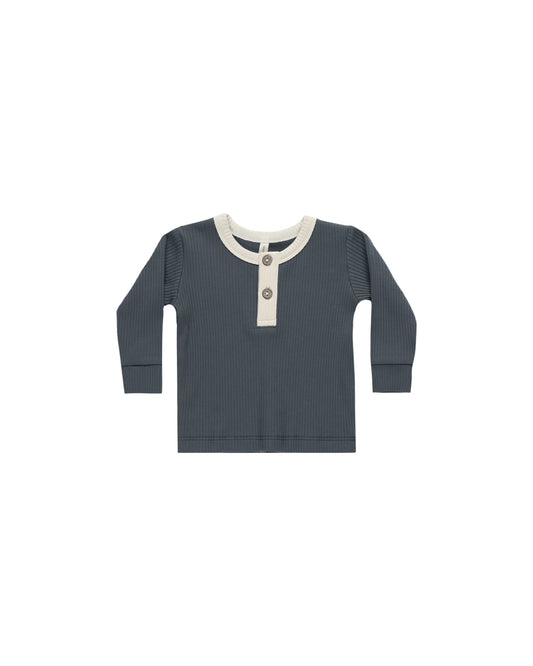 RIBBED HENLEY - INDIGO