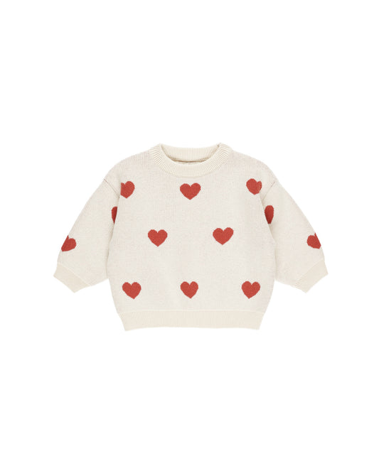 HEART KNIT SWEATER - NATURAL