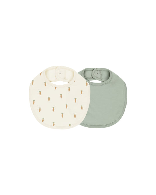 JERSEY SNAP BIBS 2 PACK - CARROTS + SAGE