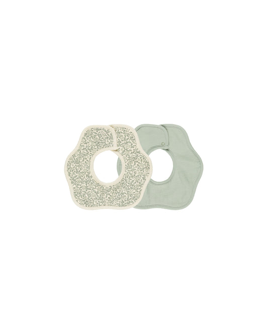 FLOWER BIB 2 PACK - GREEN GARDEN + SAGE
