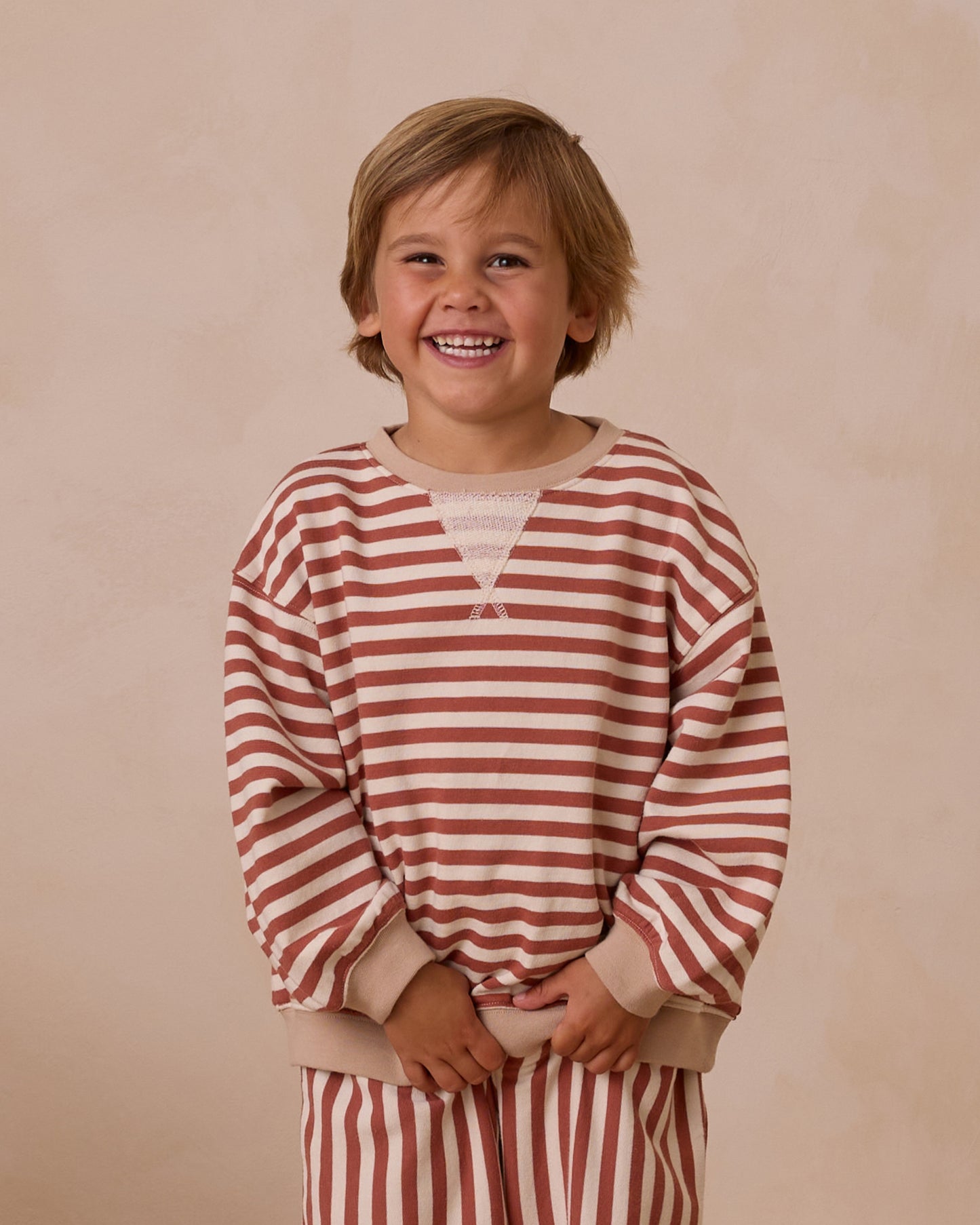 OVERSIZED CREW - POPPY STRIPE