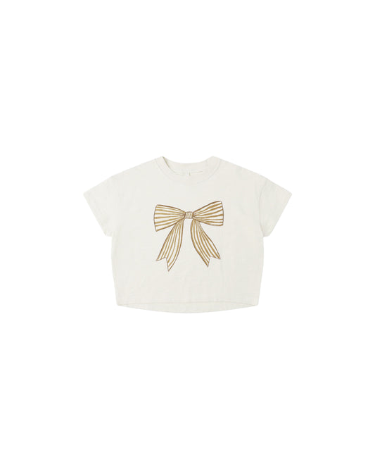 BOW BOXY TEE - NATURAL