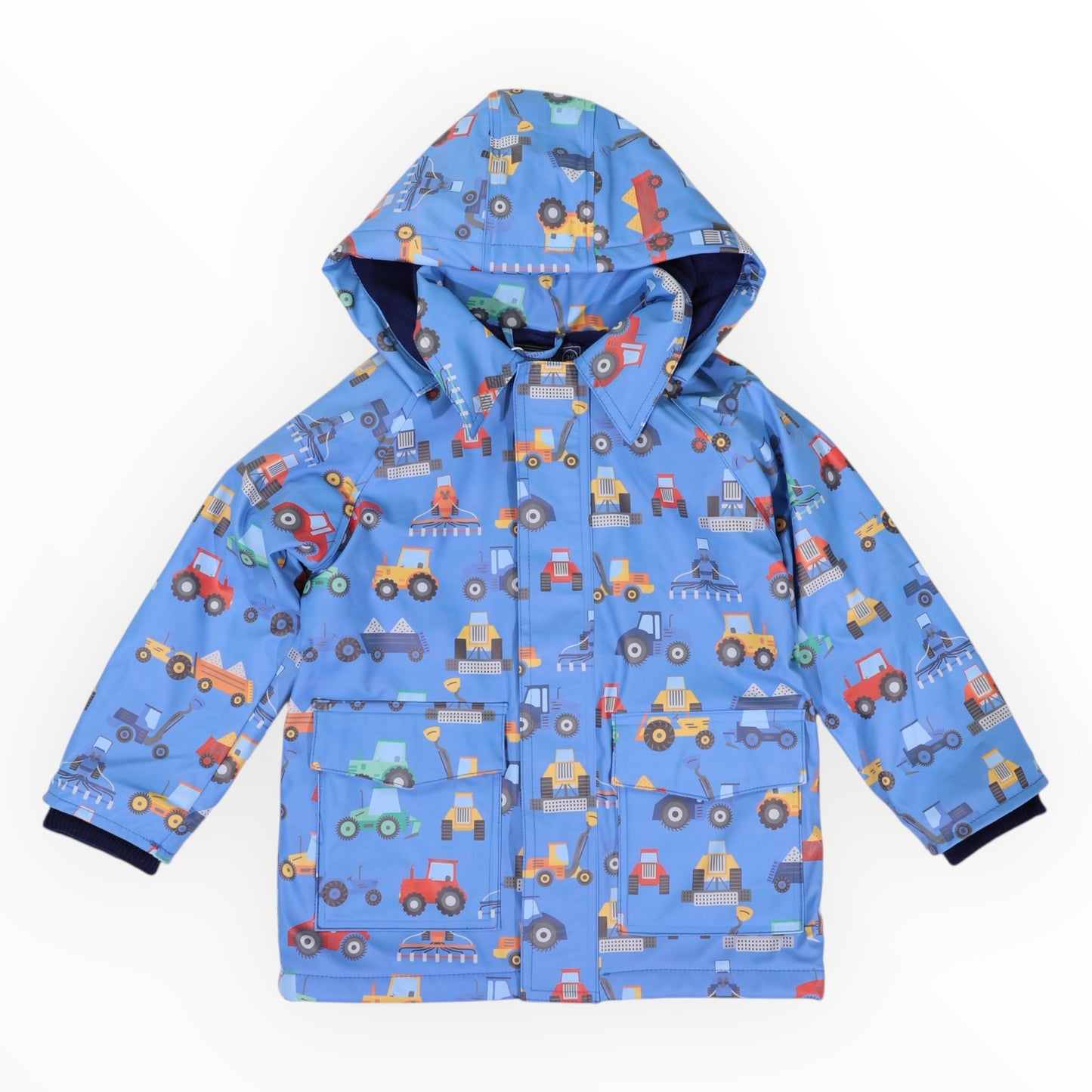 FARM MACHINE PRINT RAINCOAT - BLUE