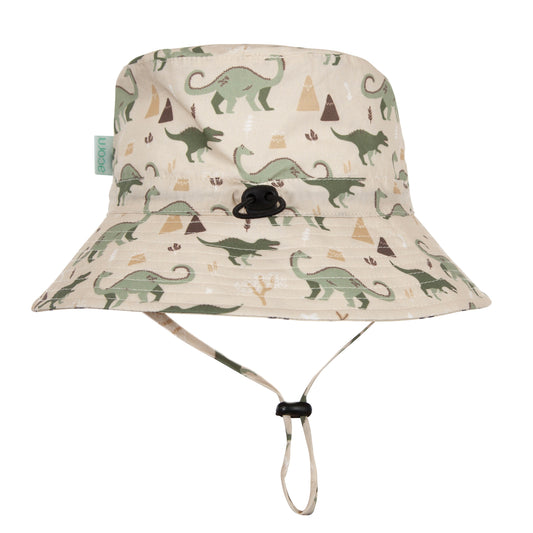DINO DELIGHT WIDE BRIM BUCKET HAT - NATURAL | GREEN