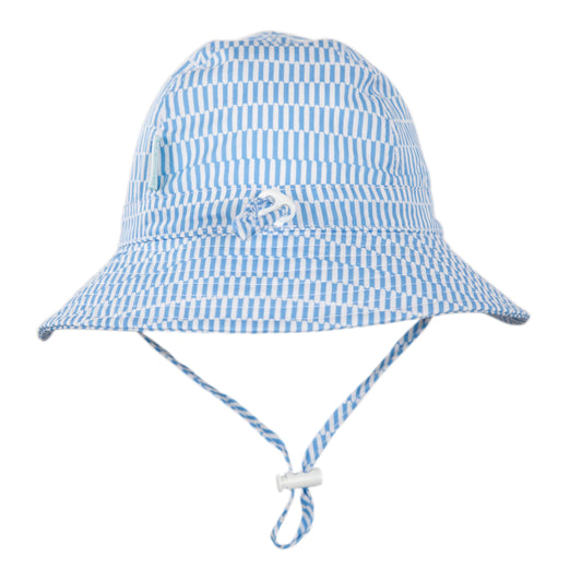 MYKONOS WIDE BRIM HAT - BLUE & WHITE