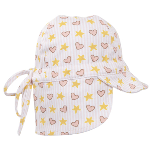 LOVE & STARS FLAP HAT - PINK & YELLOW