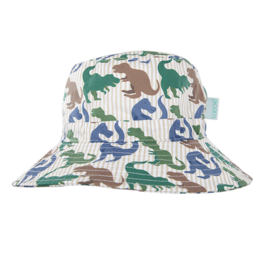 T-REX WIDE BRIM BUCKET HAT - BROWN & GREEN
