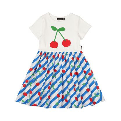 CHERRY STRIPES T-SHIRT DRESS