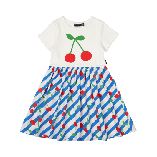 CHERRY STRIPES T-SHIRT DRESS