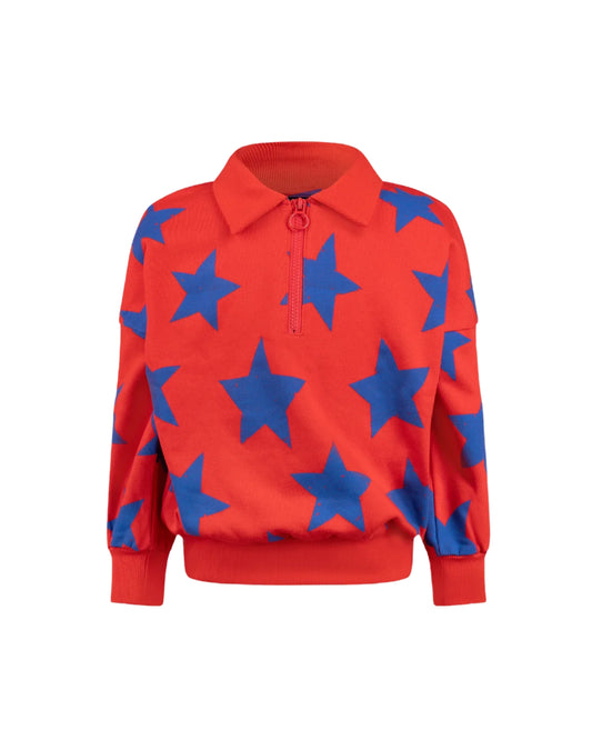 STAR QUARTER ZIP SWEATSHIRT - RED