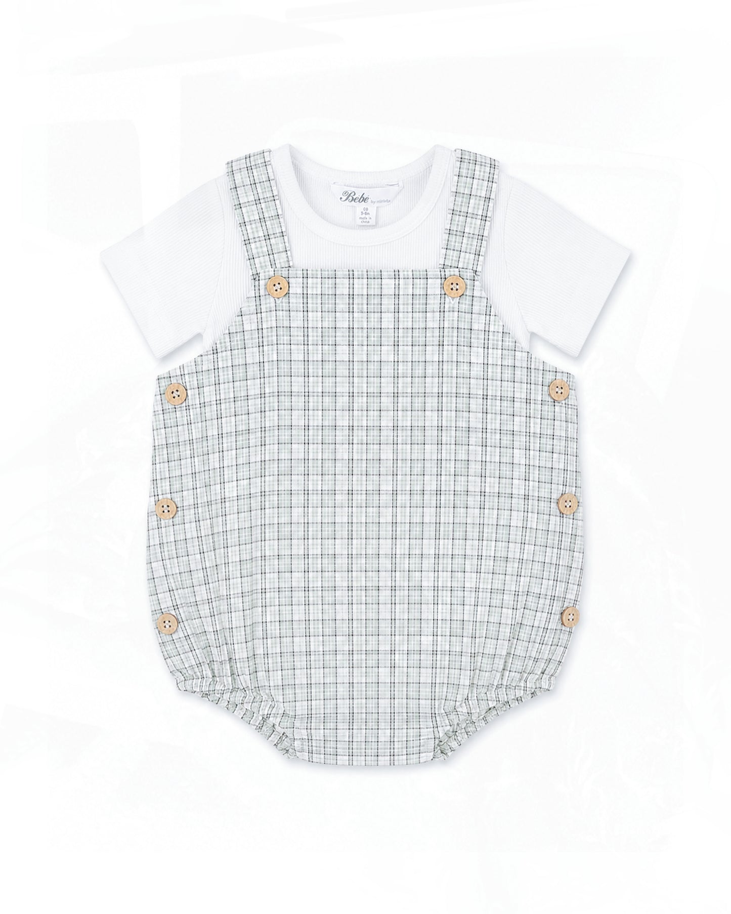 TAYLOR CHECK BODYSUIT  & TEE SET - SAGE CHECK