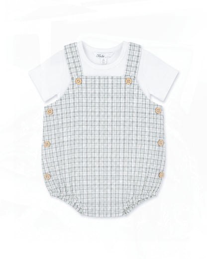 TAYLOR CHECK BODYSUIT  & TEE SET - SAGE CHECK