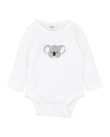 CHARLIE KOALA ORGANIC LS BODYSUIT - CLOUD