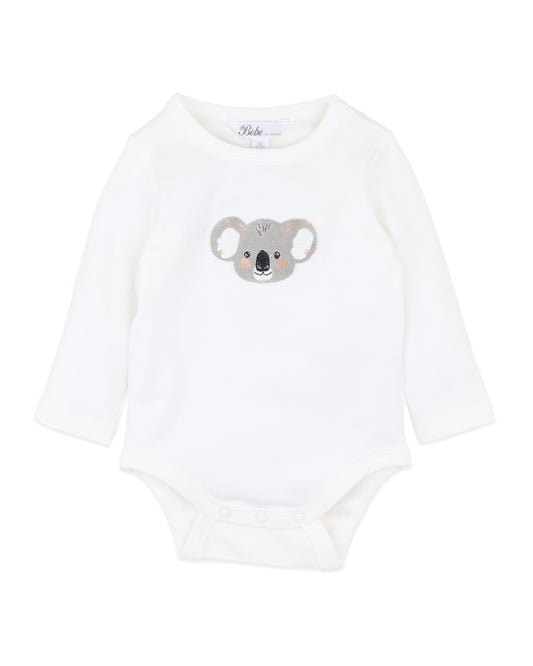 CHARLIE KOALA ORGANIC LS BODYSUIT - CLOUD