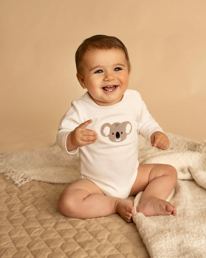 CHARLIE KOALA ORGANIC LS BODYSUIT - CLOUD