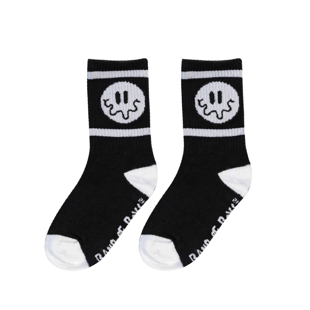 SKATE SOCKS - BLACK SQUIGGLE SMILE