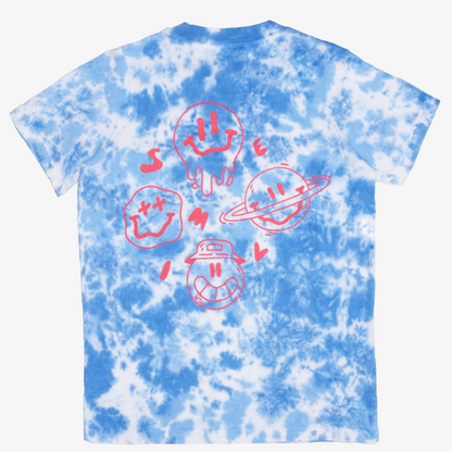 DRIPPIN IN SMILES TEE - BLUE TIE-DYE