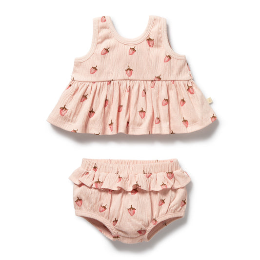 STRAWBERRY KISSES ORGANIC RUFFLE SET