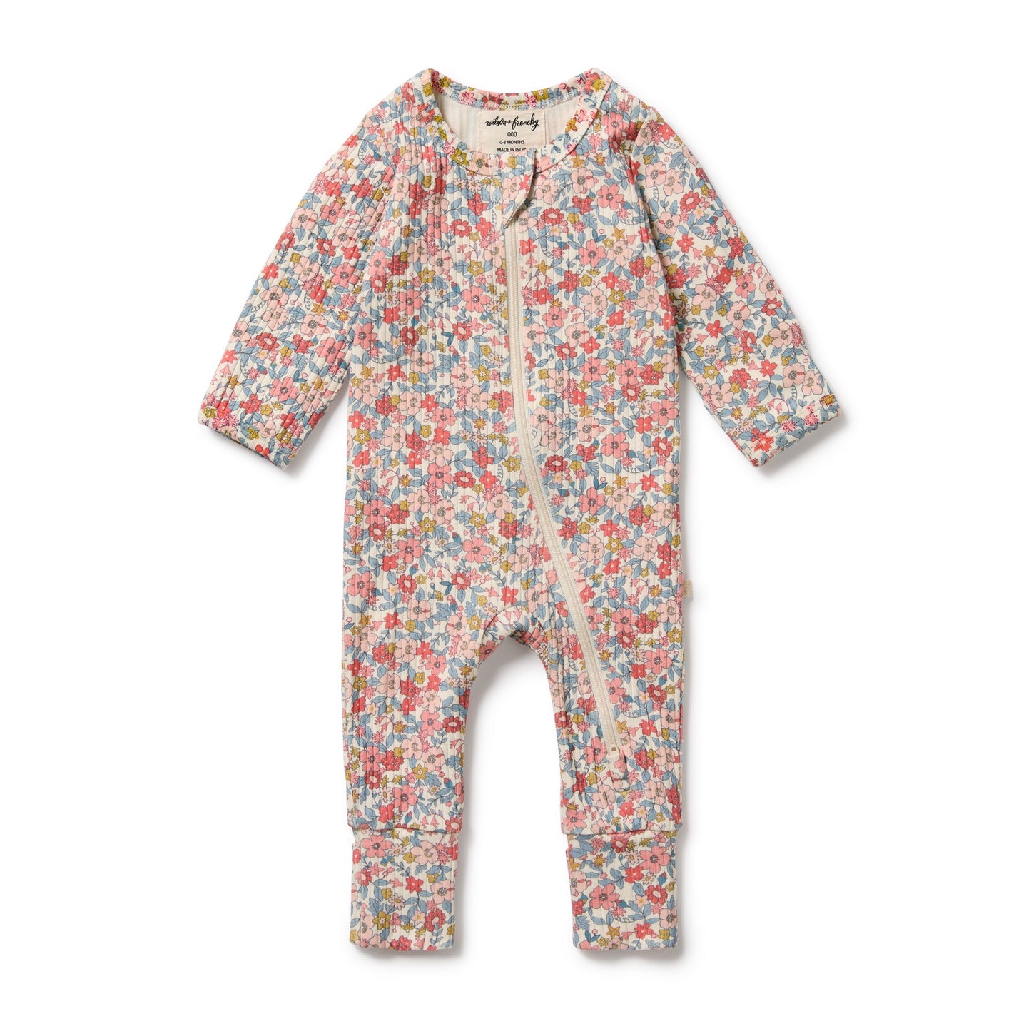 SUMMER BLOOM ORGANIC ZIPSUIT WITH FEET