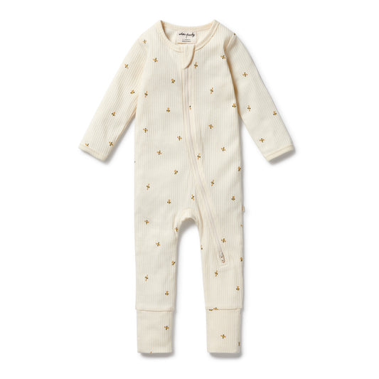 BEE MINE RGANIC ZIPSUIT WITH FEET
