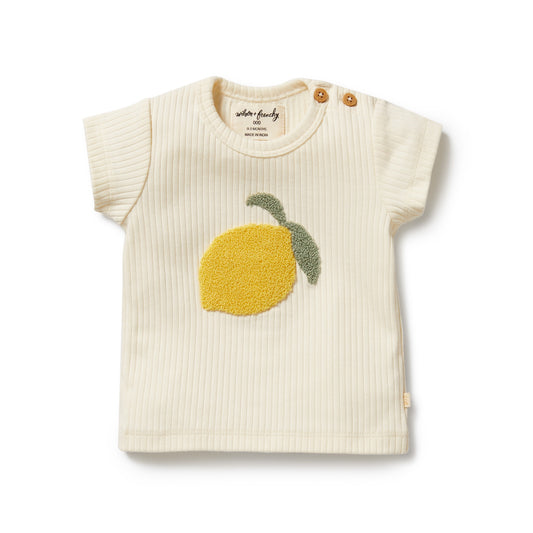 LEMON LEAF EMBROIDERED ORGANIC TEE