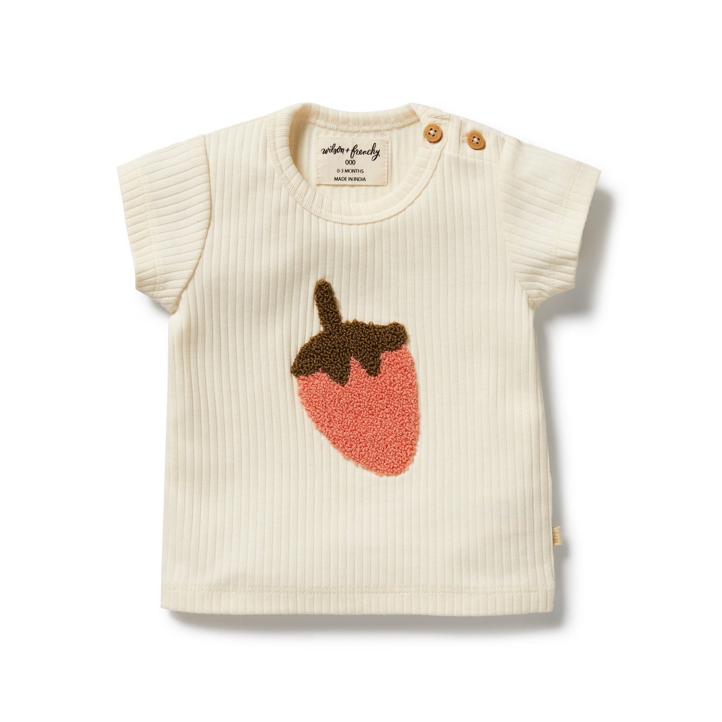 STRAWBERRY KISSES EMBROIDERED ORGANIC TEE