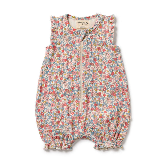 SUMMER BLOOM ORGANIC RUFFLE ZIPSUIT